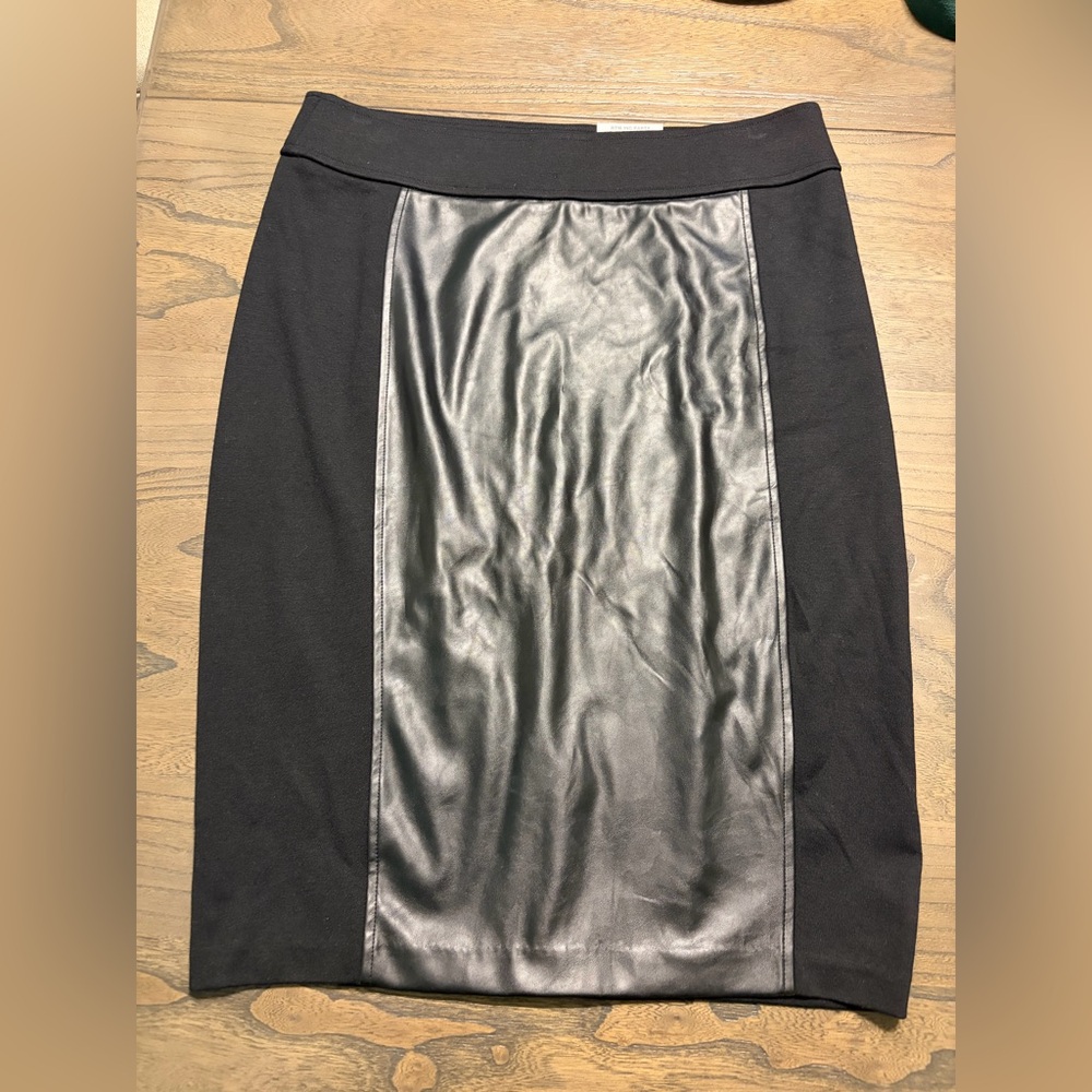 NWT INC International Concepts Black Pencil Skirt with Leather Panel